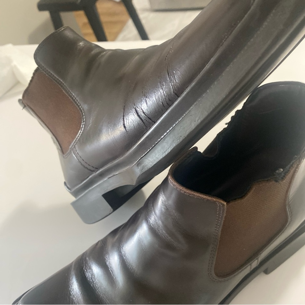 Prada Men Brown Chelsea Leather Ankle Boots Size 7.5  Retail $1190 - Picture 11 of 16